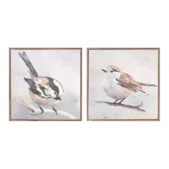 Neutral Birds Framed Canvas Art Prints, Set of 2