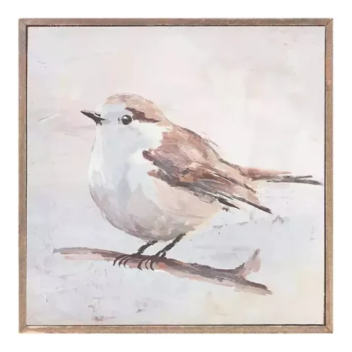 Neutral Birds Framed Canvas Art Prints, Set of 2
