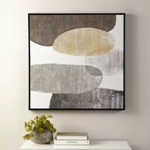 Neutral Bubbles I Framed Canvas Art Print