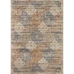 Neutral Diamond Patchwork Area Rug, 7x10