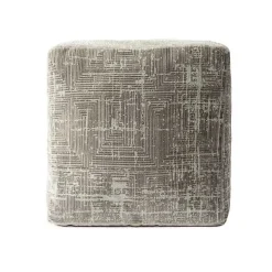 Neutral Distressed Geo Ultra-Soft Pouf