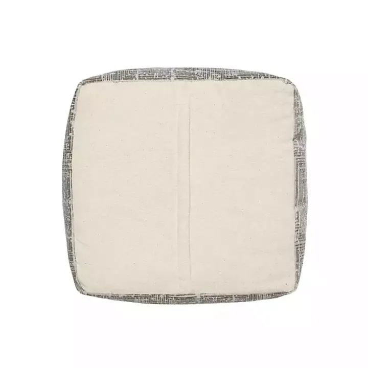 Neutral Distressed Geo Ultra-Soft Pouf