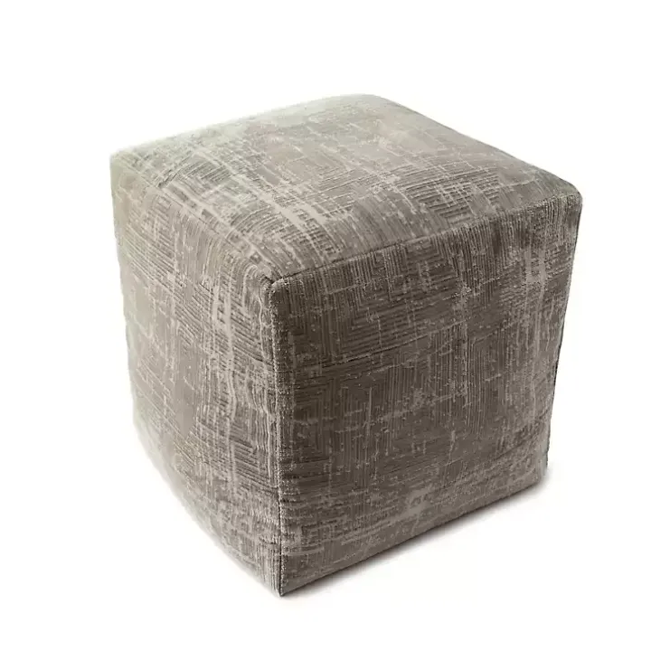Neutral Distressed Geo Ultra-Soft Pouf