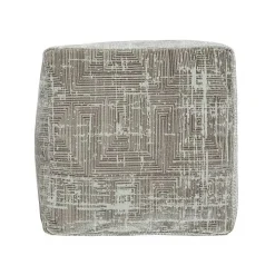 Neutral Distressed Geo Ultra-Soft Pouf