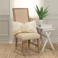 Neutral Embroidered Botanical Lumbar Pillow