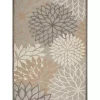 Neutral Floral Burst Outdoor Area Rug, 5x7