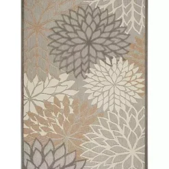 Neutral Floral Burst Outdoor Area Rug, 5x7