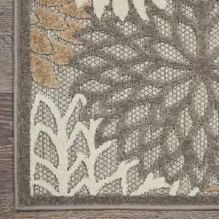 Neutral Floral Burst Outdoor Area Rug, 5x7