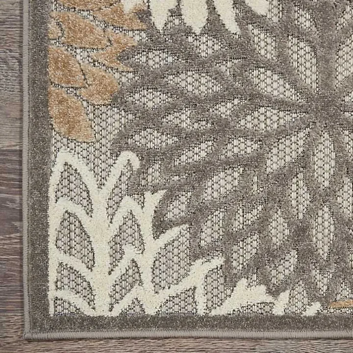 Neutral Floral Burst Outdoor Area Rug, 5x7