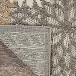 Neutral Floral Burst Outdoor Area Rug, 5x7