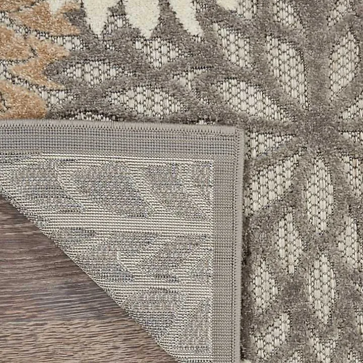 Neutral Floral Burst Outdoor Area Rug, 5x7
