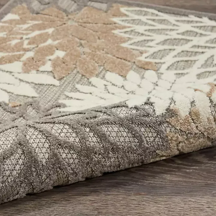 Neutral Floral Burst Outdoor Area Rug, 5x7