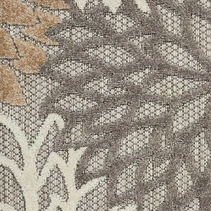 Neutral Floral Burst Outdoor Area Rug, 5x7
