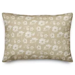Neutral Floral Outdoor Throw Pillow