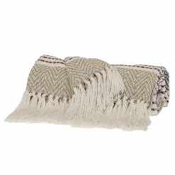 Neutral Herringbone Multi Striped Throw