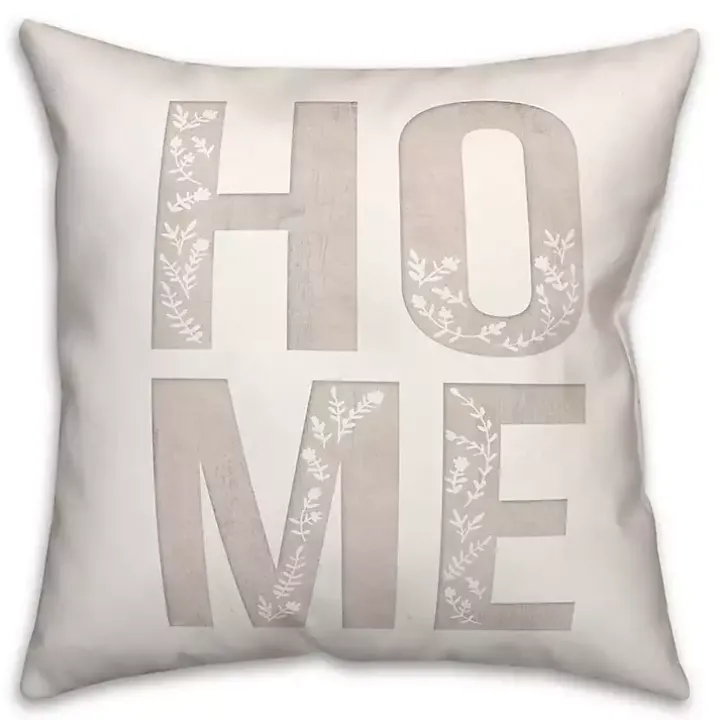Neutral Home Floral Throw Pillow