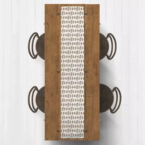 Neutral Leaf Pattern Table Runner, 72 in.