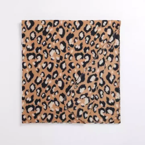 Neutral Leopard Print Fleece Throw