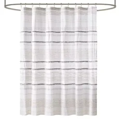Neutral Striped Boho Cotton Shower Curtain
