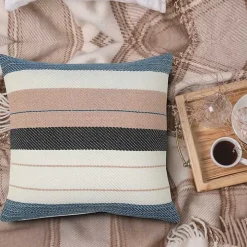 Neutral Striped Outdoor Pillow