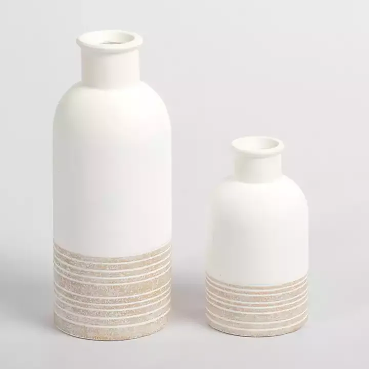Neutral Two-Toned Ceramic Vase, 11 in.