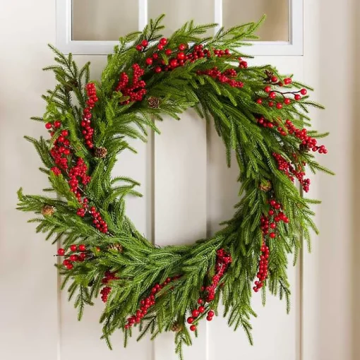 Norfolk Pine Red Berry Christmas Wreath