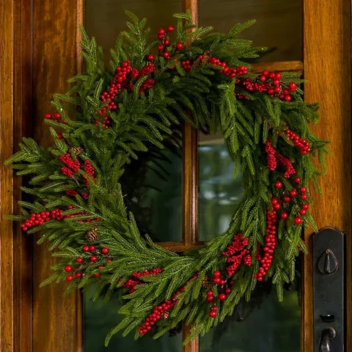 Norfolk Pine Red Berry Christmas Wreath