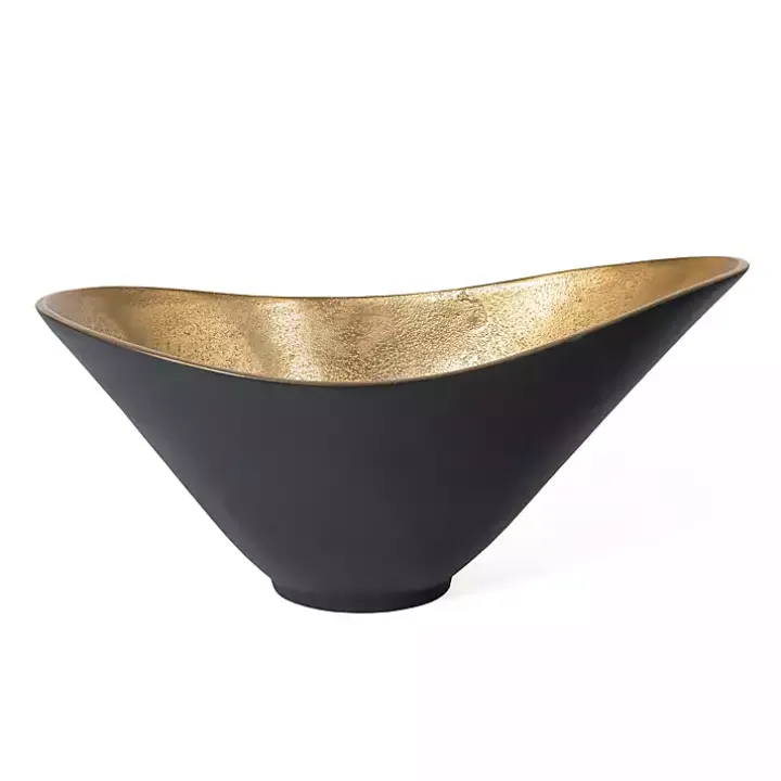 Oblong Black and Gold Bowl, 15 in