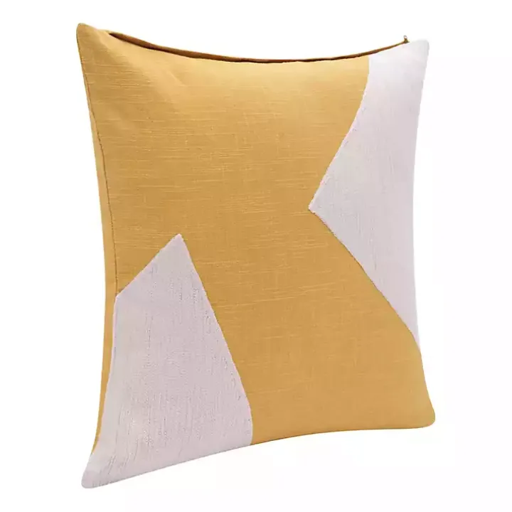 Ochre & Ivory Geometric Colorblock Throw Pillow