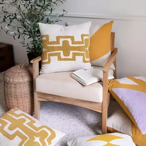 Ochre Geometric Stripe Pillow