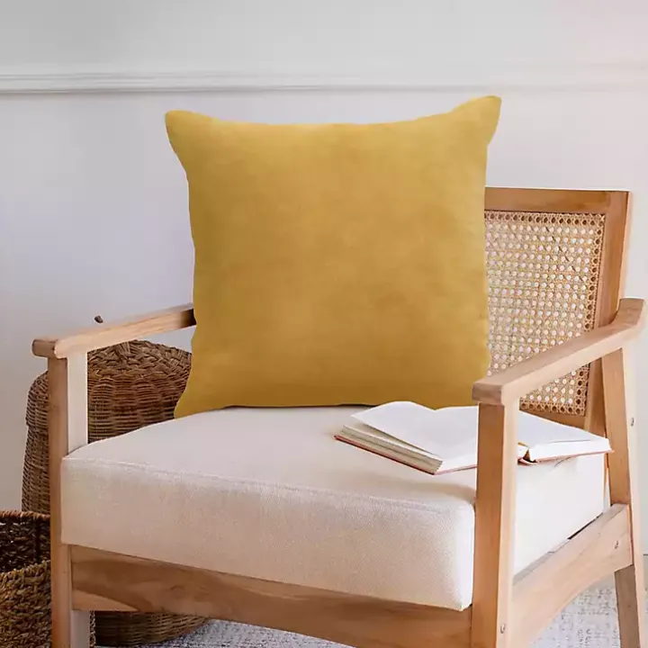 Ochre Velvet Handmade Throw Pillow