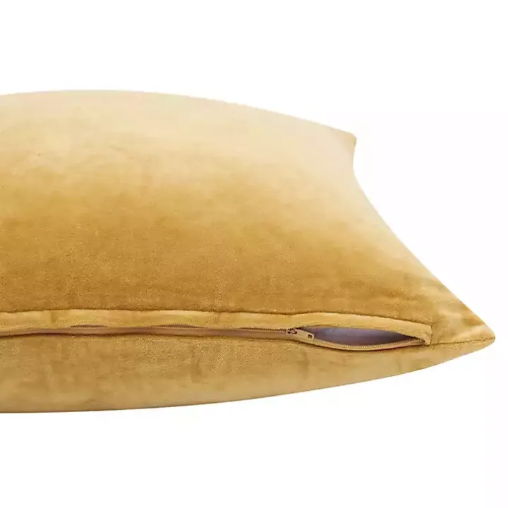 Ochre Velvet Handmade Throw Pillow