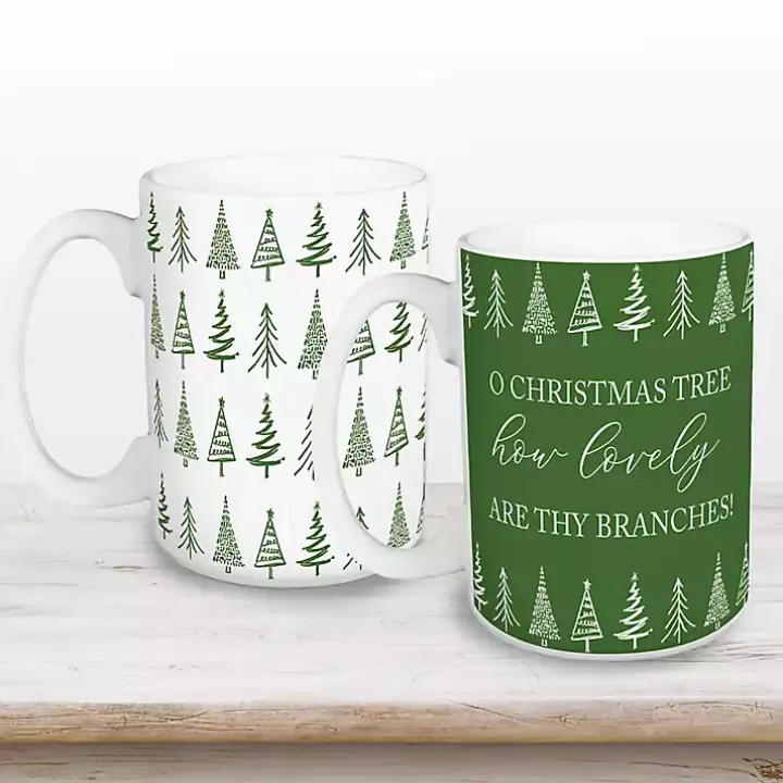 Oh Christmas Tree Mugs, Set of 2