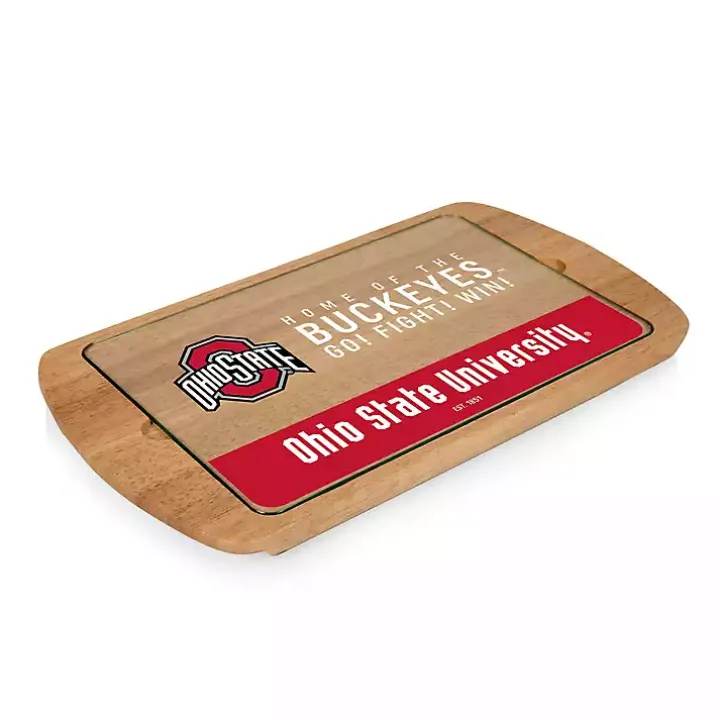 Ohio State Buckeyes Wood and Glass Serving Board