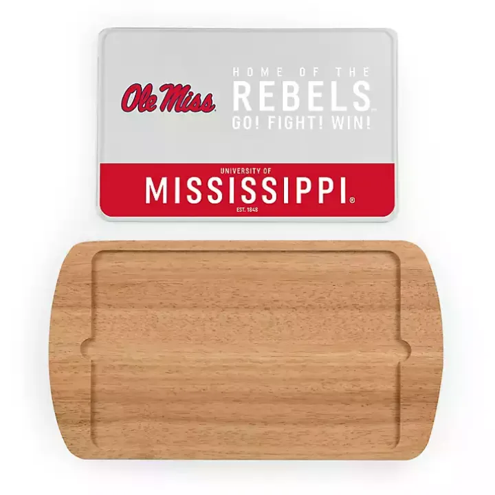 Ole Miss Rebels Wood and Glass Serving Board