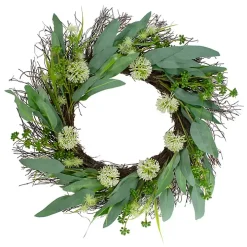 Olive Branch and Flower Buds Spiral Wreath