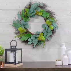 Olive Branch and Flower Buds Spiral Wreath