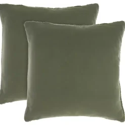 Olive Cable Knit Throw Pillows, Set of 2