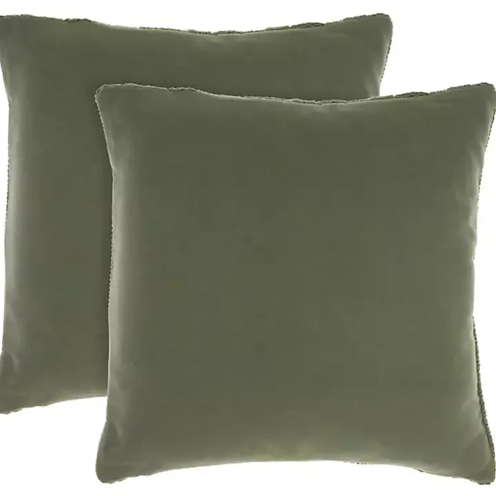 Olive Cable Knit Throw Pillows, Set of 2
