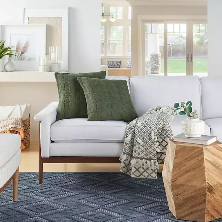 Olive Cable Knit Throw Pillows, Set of 2