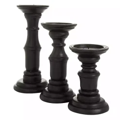 Onyx Turned Wood 3-pc. Candle Holder Set