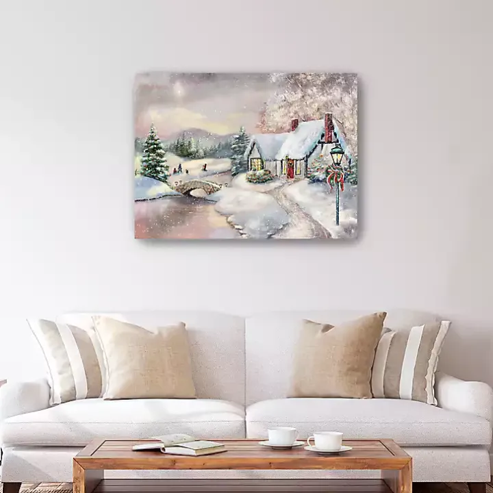 Opal Snowy Christmas House Giclee Canvas Art Print