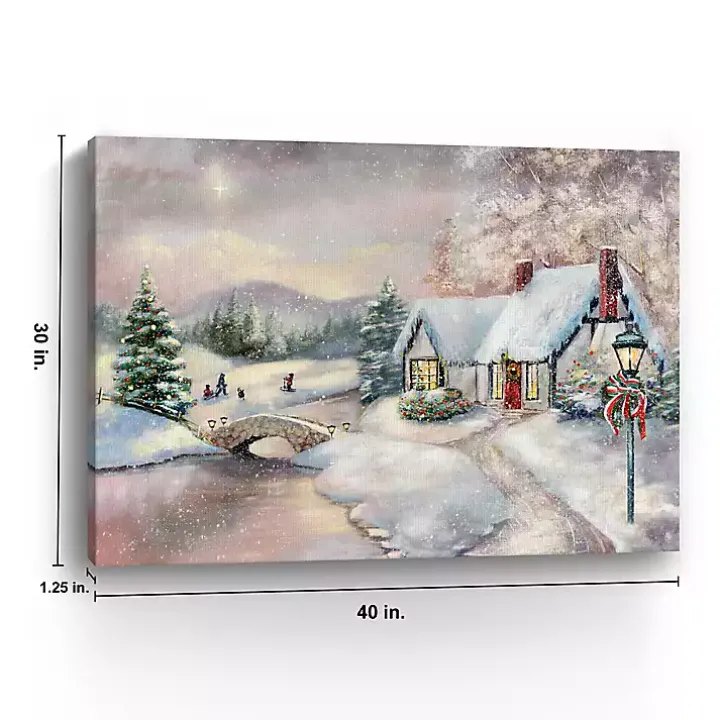 Opal Snowy Christmas House Giclee Canvas Art Print