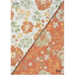 Orange & Green Floral Reversible Outdoor Rug, 5x7