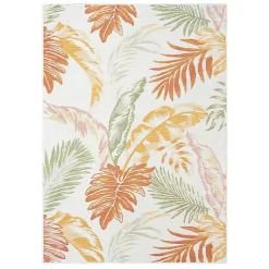 Orange & Green Palms Reversible Outdoor Rug, 5x7