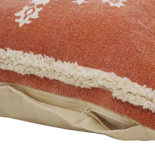 Orange and White Medallion Pillow