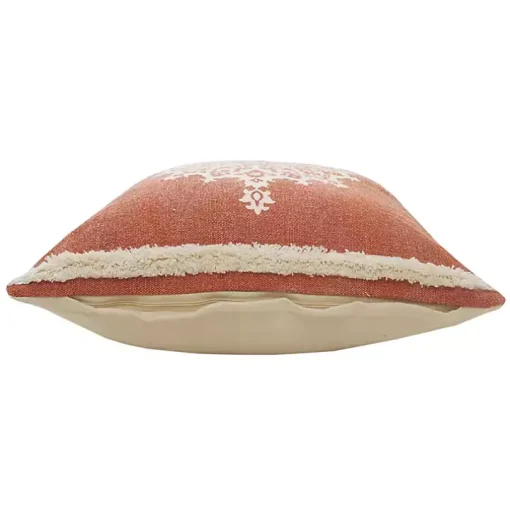 Orange and White Medallion Pillow
