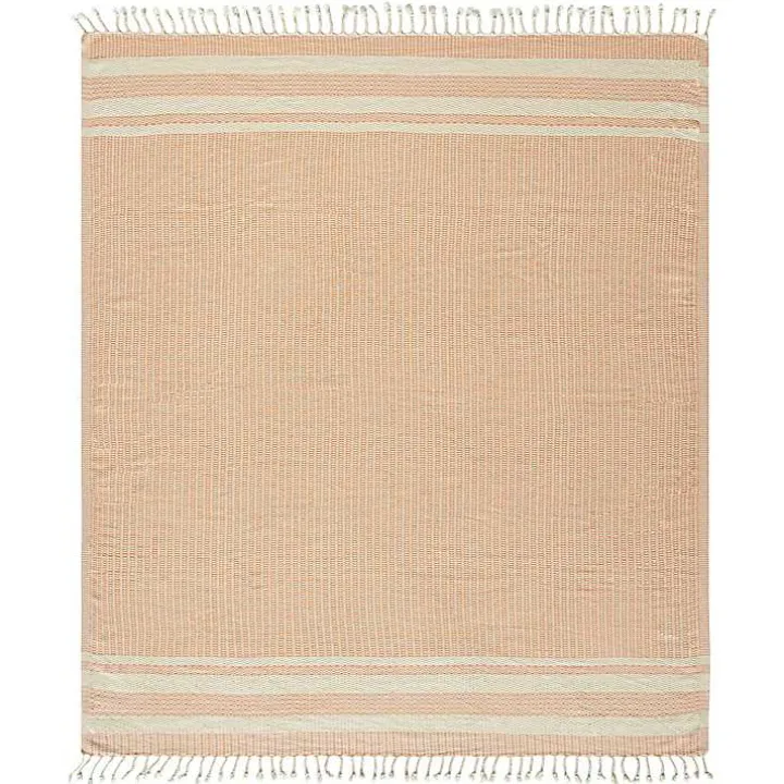 Orange and White Stripes Cotton Throw