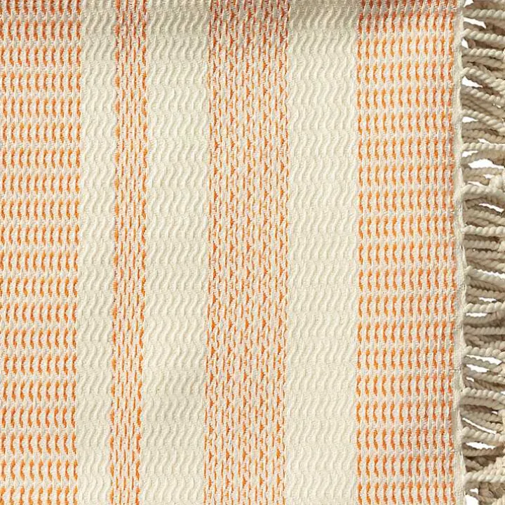Orange and White Stripes Cotton Throw