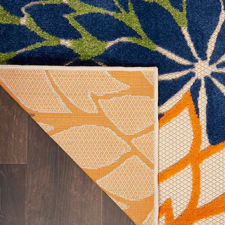 Orange Bright Floral Burst Outdoor Area Rug, 5x7